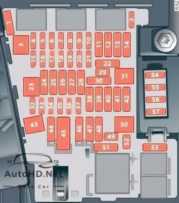 Sơ đồ hộp cầu chì xe Audi Q3 (F3; 2018-2022)